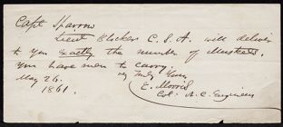 Letter from E. Morris to Captain Thomas Sparrow